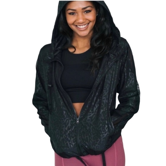 ZYIA Active - Black Cheetah Print Windbreaker Athletic Jacket Sz M - Picture 1 of 9
